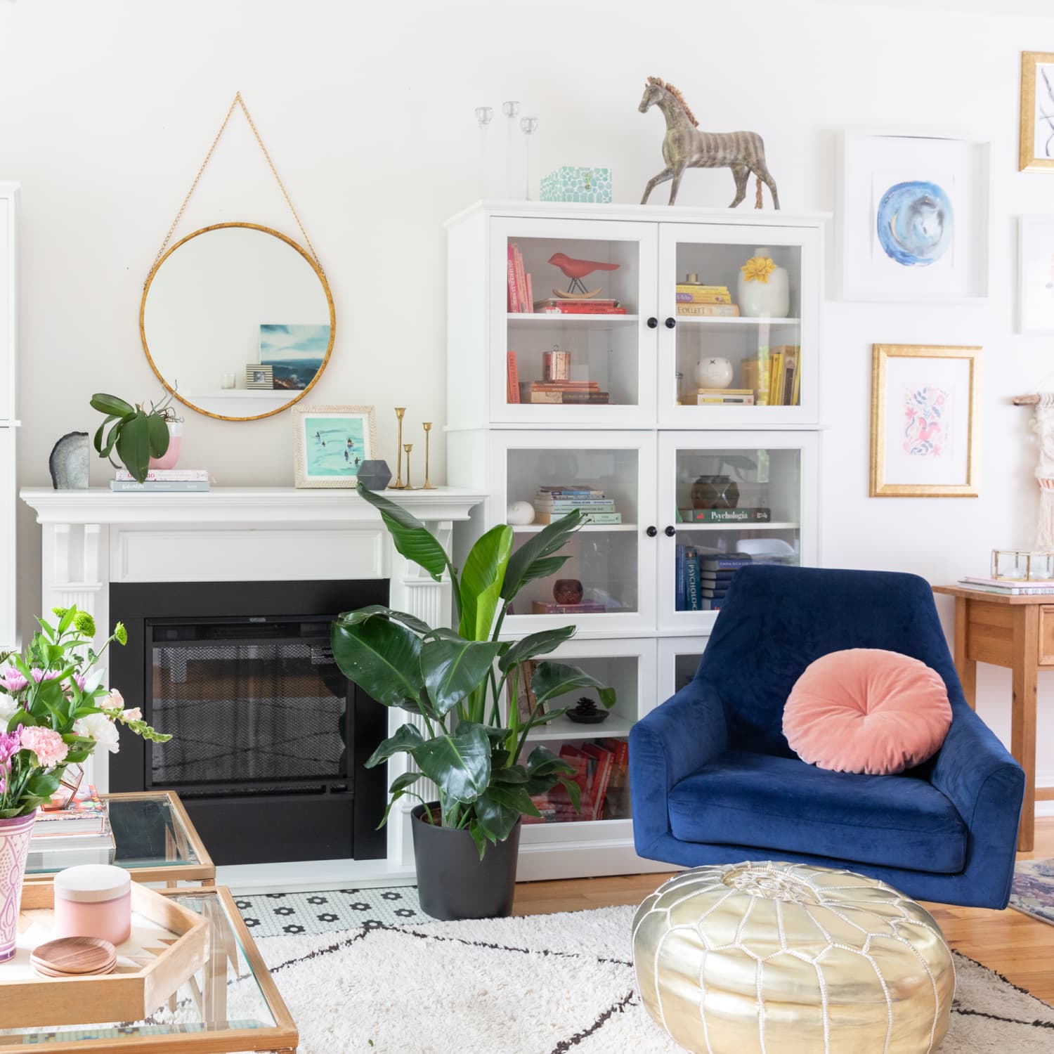 Two round coffee tables store in living room